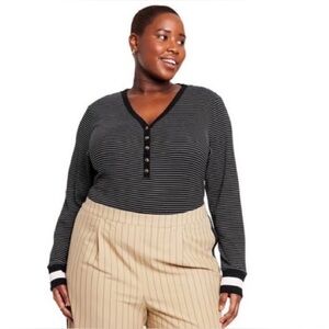 La Ligne for Target Black Stripe Bodysuit Body Suit NWOT